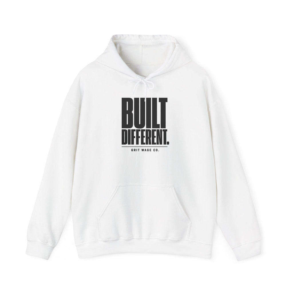 Built Different white hoodie front