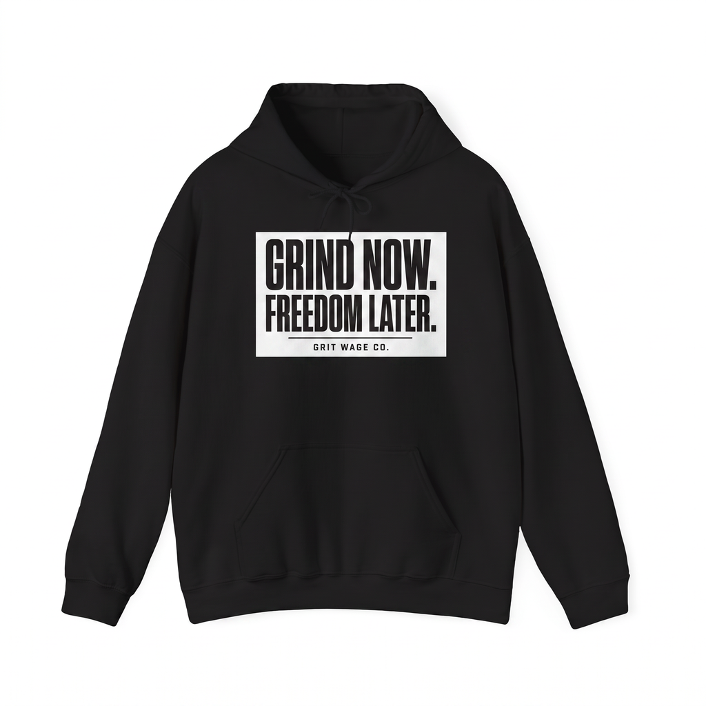 Grind Now black hoodie front